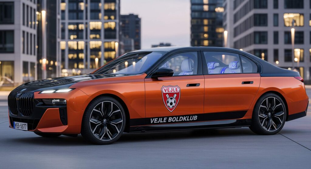 BMW i7 med firma logo på