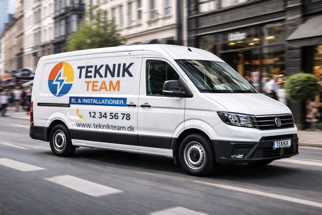 reklamebil som varevogn i byen